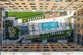 Louisville apartment for rent - Aerial view of Pool at The Yard Apartments, Louisville, KY, 40202