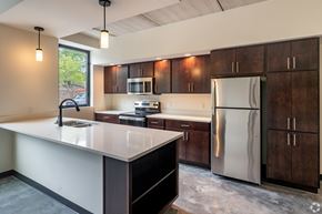 Dayton apartment for rent - Kitchen with fridge at The 503 Apartments, Dayton, OH