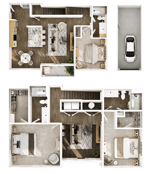 Floor plan for 3 beds, 2 baths, 1559 sqft