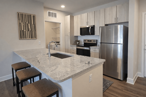 Arden apartment for rent - A kitchen with a granite countertop and stainless steel appliances.