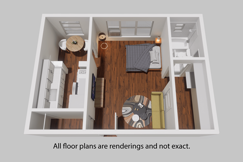 Floor plan for studio, 1 bath