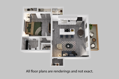 Floor plan for 1 bed, 1 bath, 775 sqft