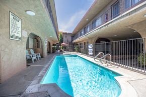 Van Nuys apartment for rent - a pool in the middle of a building