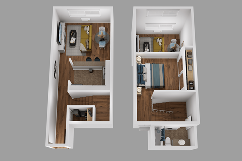 Floor plan for 1 bed, 1 bath, 570 sqft