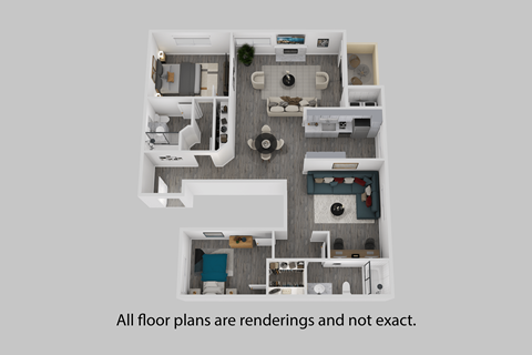 Floor plan for 2 beds, 2 baths, 1417 sqft
