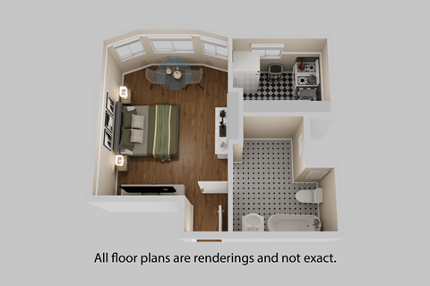 Floor plan for studio, 1 bath, 415 sqft