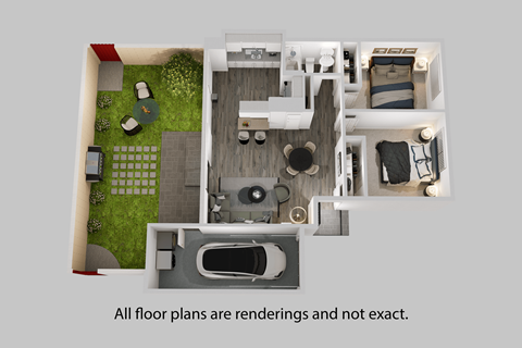 Floor plan for 2 beds, 1 bath, 768 sqft
