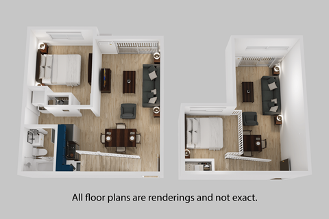 Floor plan for 1 bed, 1 bath, 750 sqft