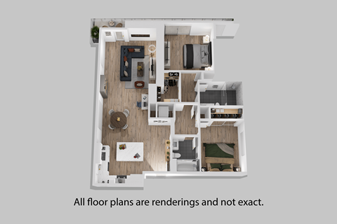 Floor plan for 2 beds, 2 baths, 1450 sqft