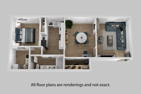 Floor plan for 1 bed, 1 bath