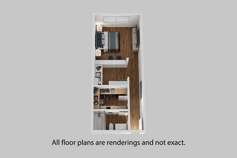 Floor plan for studio, 1 bath, 410 sqft