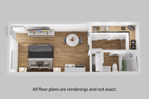 Floor plan for studio, 1 bath, 340 sqft