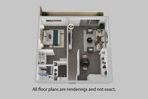 Floor plan for 1 bed, 1 bath, 560 sqft