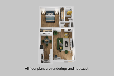 Floor plan for 1 bed, 1 bath, 710 sqft