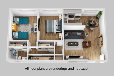 Floor plan for 2 beds, 1 bath, 825 sqft