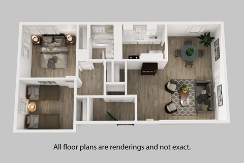 Floor plan for 2 beds, 1 bath