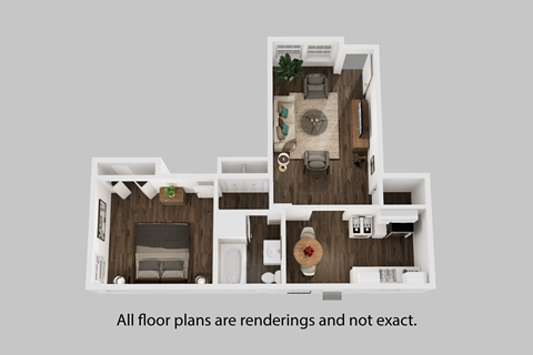 Floor plan for 1 bed, 1 bath