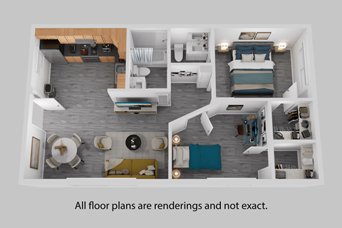 Floor plan for 2 beds, 1.5 baths, 675 sqft