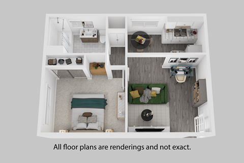 Floor plan for 1 bed, 1 bath, 560 sqft