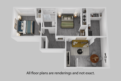 Floor plan for 2 beds, 1 bath, 650 sqft