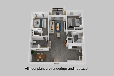 Floor plan for 2 beds, 2 baths, 1260 sqft