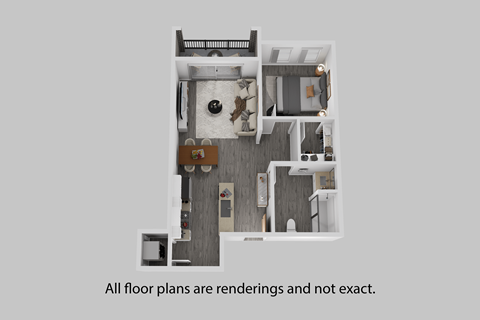 Floor plan for 1 bed, 1 bath, 705 sqft