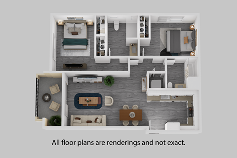 Floor plan for 2 beds, 2 baths, 1060 sqft