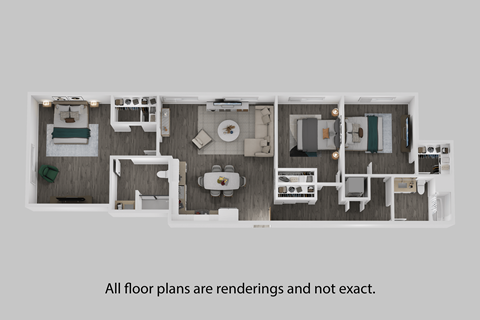 Floor plan for 3 beds, 2 baths, 1500 sqft