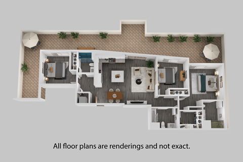 Floor plan for 3 beds, 3 baths, 1350 sqft