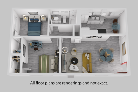 Floor plan for 2 beds, 1 bath