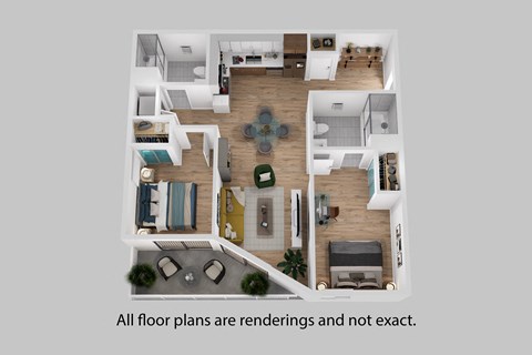 Floor plan for 2 beds, 2 baths, 963 sqft