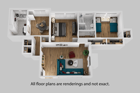 Floor plan for 2 beds, 1 bath, 960 sqft