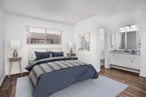 Sherman Oaks apartment for rent - a bedroom with a bed and a bathroom