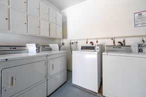 Los Angeles apartment for rent - a kitchen with white appliances and white cabinets
