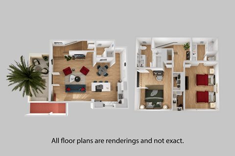 Floor plan for 2 beds, 2.5 baths, 1200 sqft