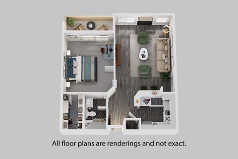 Floor plan for 1 bed, 1 bath, 700 sqft