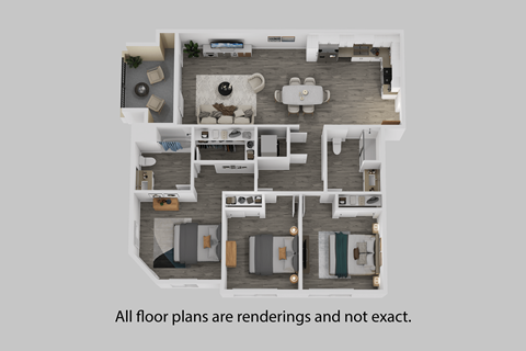 Floor plan for 3 beds, 2 baths, 1340 sqft