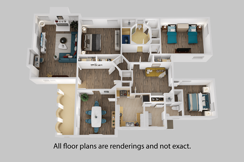 Floor plan for 3 beds, 2 baths