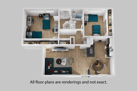 Floor plan for 2 beds, 2 baths, 1200 sqft