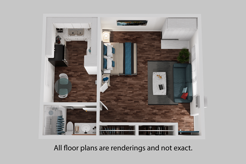Floor plan for studio, 1 bath, 442 sqft
