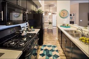 Los Angeles apartment for rent - a kitchen with a stove top oven next to a sink