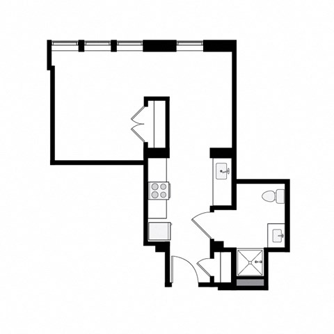 Floor plan for studio, 1 bath, 402 sqft