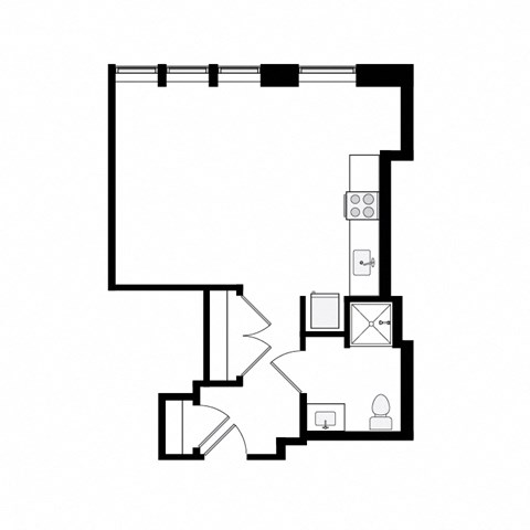 Floor plan for studio, 1 bath, 426 sqft