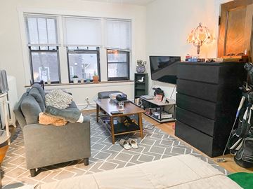 Chicago apartment for rent - a living room with a couch and a tv