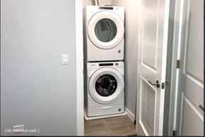 Oak Park apartment for rent - a washer and dryer are stacked on top of each other