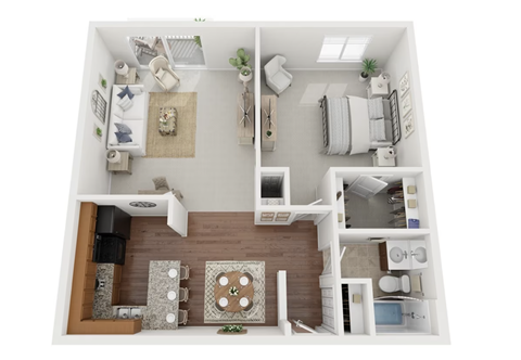 Floor plan for 2 beds, 1 bath