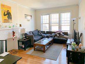 Evanston apartment for rent - A living room with a fireplace and a couch.