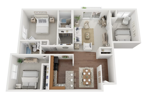 Floor plan for 3 beds, 2 baths