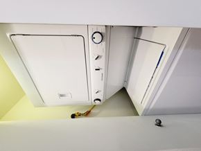 Chicago apartment for rent - an overhead view of a microwave oven in a kitchen