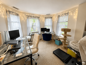 Chicago apartment for rent - A home office with a desk, chair, and computer.